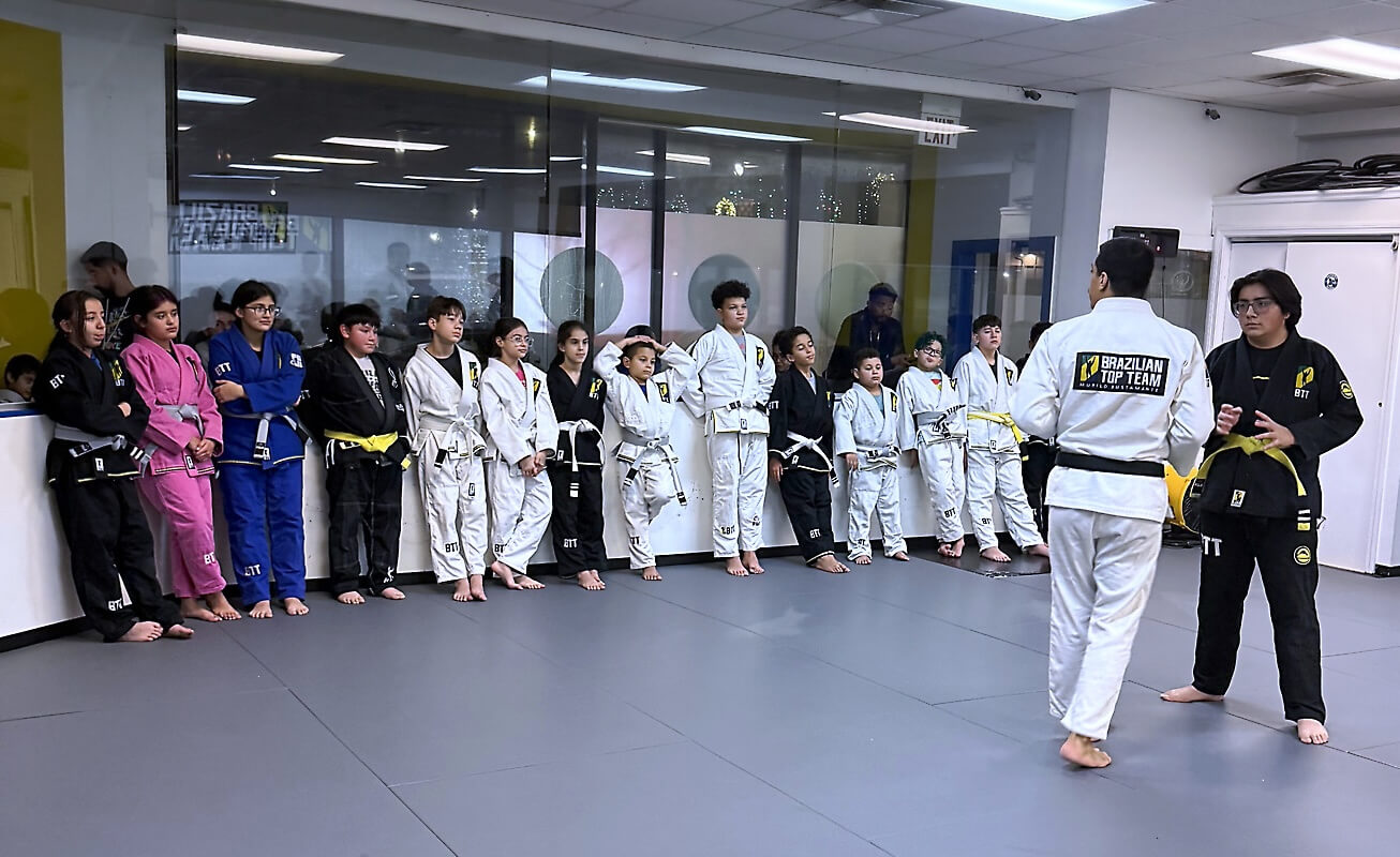 Kids BJJ class with instructor at BTT Boston Everett