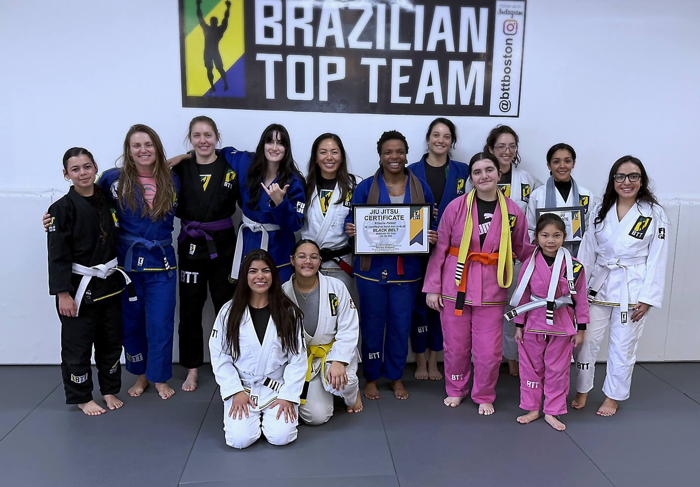 Women's BJJ graduation group photo at BTT Boston