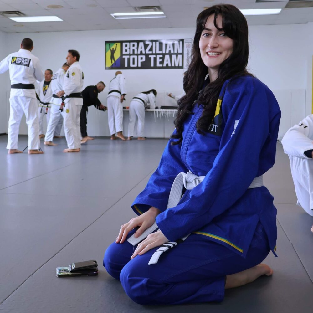 Women's BJJ white belt student at BTT Boston Everett